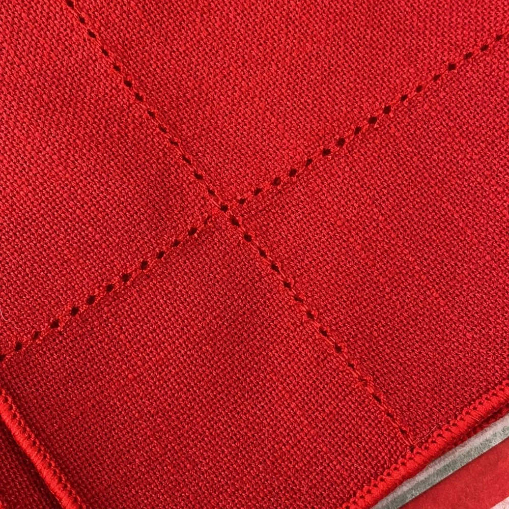 60s vintage red linen cocktail or dinner napkins with hemstitch edge set of 4